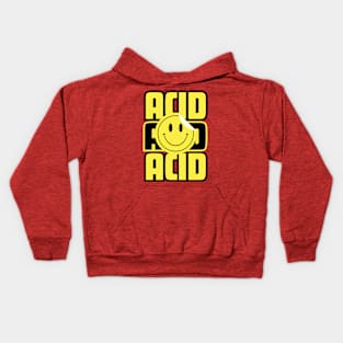 ACID HOUSE  - Font With Smiley Sticker Peel (black/yellow) Kids Hoodie